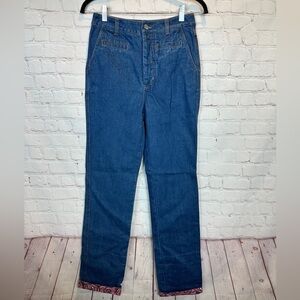 EOS La Mode EOSLAMODE denim high rise button fly rolled cuff jeans, sz S,‎ GUC